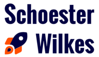Schoester and Wilkes logo, featuring a small rocketship where the ampersand would be in their name