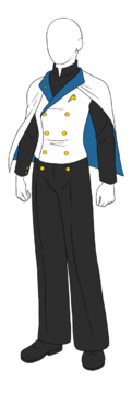 Pant dress uniform with flat boots in Science and Medical blue