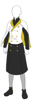 Skirt dress uniform with wedge heel boots in Ops and Engineering gold